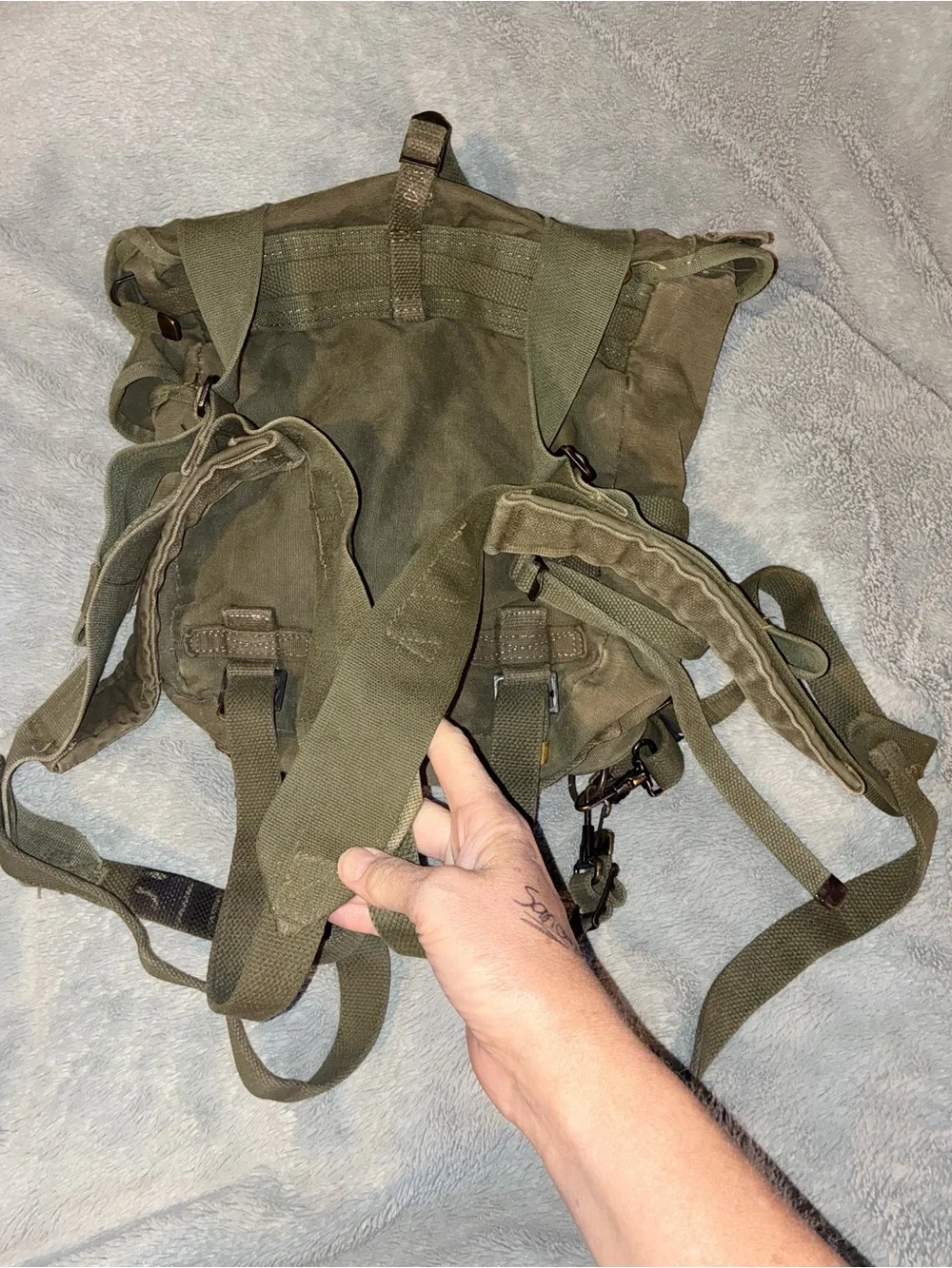 US Military Style Olive Green Canvas Backpack